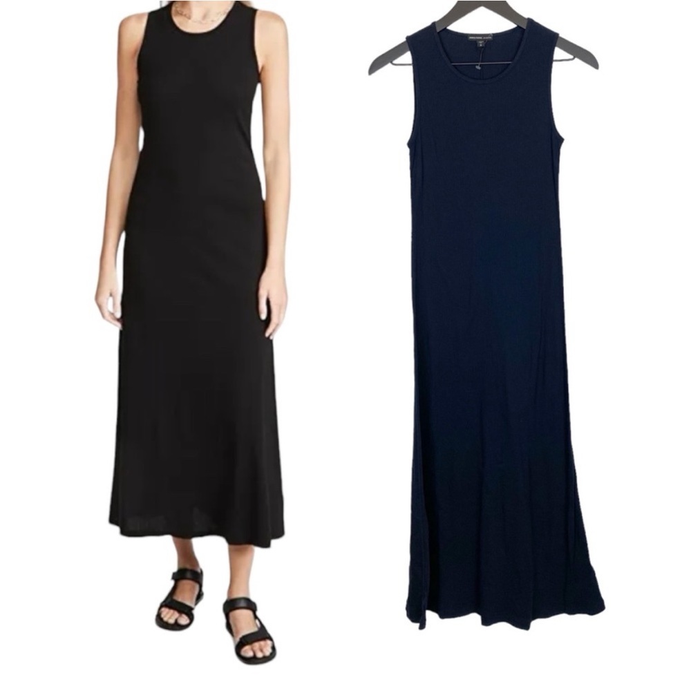 JAMES PERSE Navy Blue Stretch Rib Bodycon Tank Midi Dress - XS - NWT